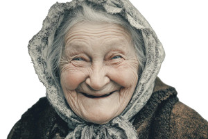 Smiling Grandma Illustration Vinyl Car Decal Sticker – Waterproof & UV-Resistant 2.986666666666667"