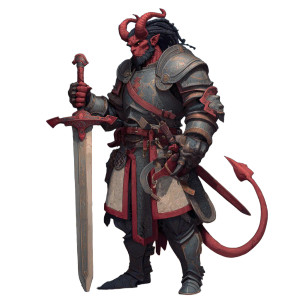 Infernal Tiefling Knight Vinyl Car Decal Sticker – Waterproof & UV-Resistant 3.4133333333333336"
