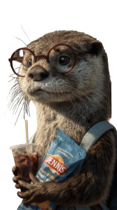 Otter With Coffee Vinyl Car Decal Sticker – Waterproof & UV-Resistant 9.706666666666667"