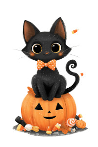 Friendly Halloween Cat Vinyl Car Decal Sticker – Waterproof & UV-Resistant 8.96"