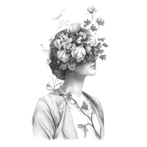 Floral Woman Sketch Vinyl Car Decal Sticker – Waterproof & UV-Resistant 3.4133333333333336"