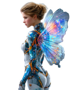 Futuristic Butterfly Woman Vinyl Car Decal Sticker – Waterproof & UV-Resistant 8.0"