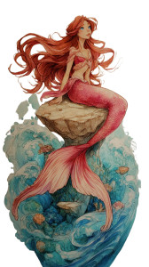 Red-Haired Mermaid Vinyl Car Decal Sticker – Waterproof & UV-Resistant 4.8533333333333335"