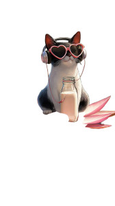 Kawaii Cat With Sunglasses Vinyl Car Decal Sticker – Waterproof & UV-Resistant 4.8533333333333335"