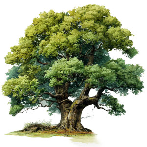 Oak Tree Watercolor Vinyl Car Decal Sticker – Waterproof & UV-Resistant 3.4133333333333336"