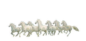 Galloping White Horses V4 Vinyl Car Decal Sticker – Waterproof & UV-Resistant 5.12"