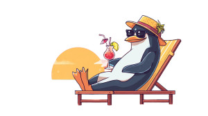 Tux Relaxing Vinyl Car Decal Sticker – Waterproof & UV-Resistant 5.4