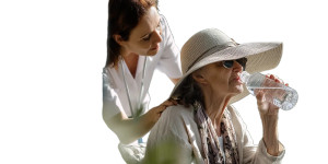 Elderly Woman Care Vinyl Car Decal Sticker – Waterproof & UV-Resistant 5.12"