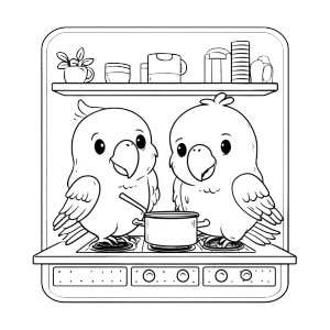 Baby Parrots Cooking Vinyl Car Decal Sticker – Waterproof & UV-Resistant 6.826666666666667"