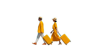 Tourists With Suitcases Vinyl Car Decal Sticker – Waterproof & UV-Resistant 5.4