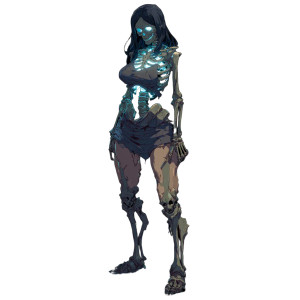 Skeleton Anime Girl Vinyl Car Decal Sticker – Waterproof & UV-Resistant 3.4133333333333336"