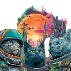 Futuristic Space Cats V2 Vinyl Car Decal Sticker – Waterproof & UV-Resistant 3.4133333333333336"