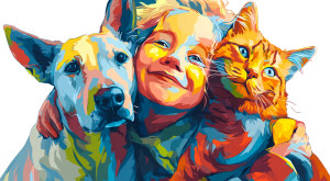 Happy Child And Pets V2 Vinyl Car Decal Sticker – Waterproof & UV-Resistant 2.72"