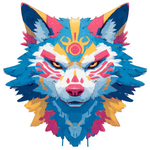 Colorful Anime Wolf Vinyl Car Decal Sticker – Waterproof & UV-Resistant 3.4133333333333336"