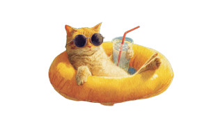 Cool Cat Relaxing Vinyl Car Decal Sticker – Waterproof & UV-Resistant 2.986666666666667"