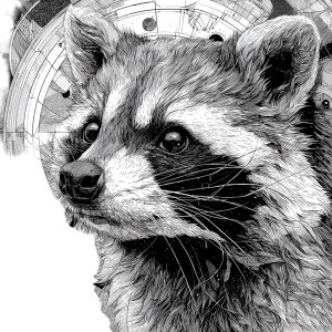 Geometric Raccoon Illustration Vinyl Car Decal Sticker – Waterproof & UV-Resistant 3.4133333333333336"