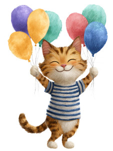 Joyful Cat Balloons Vinyl Car Decal Sticker – Waterproof & UV-Resistant 8.213333333333333"