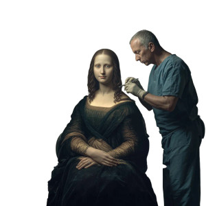 Mona Lisa Dentist Visit Vinyl Car Decal Sticker – Waterproof & UV-Resistant 3.4133333333333336"