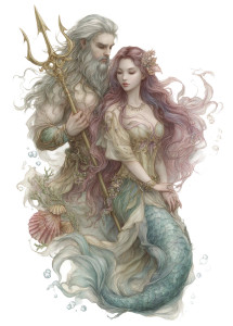 Poseidon And Mermaid Vinyl Car Decal Sticker – Waterproof & UV-Resistant 4.32"