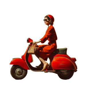 Girl On Vespa Vinyl Car Decal Sticker – Waterproof & UV-Resistant 6.826666666666667"