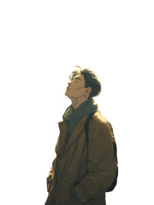 Contemplative Anime Man V2 Vinyl Car Decal Sticker – Waterproof & UV-Resistant 8.213333333333333"