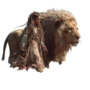 Giant Lion Companion Vinyl Car Decal Sticker – Waterproof & UV-Resistant 3.4133333333333336"