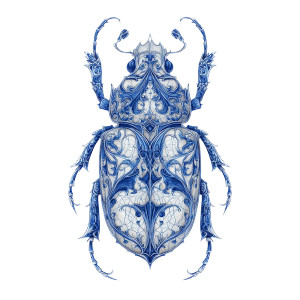 Gothic Beetle Tattoo Vinyl Car Decal Sticker – Waterproof & UV-Resistant 3.4133333333333336"