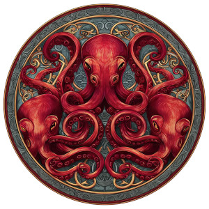 Ancient Octopus Emblem Vinyl Car Decal Sticker – Waterproof & UV-Resistant 6.826666666666667"