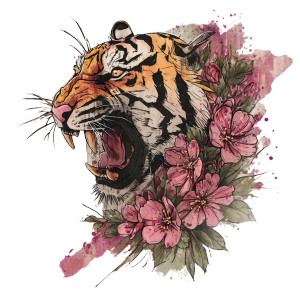 Splash Tiger Tattoo Vinyl Car Decal Sticker – Waterproof & UV-Resistant 3.4133333333333336"