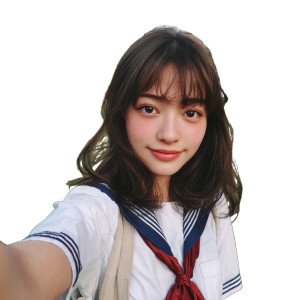 Smiling Schoolgirl Selfie Vinyl Car Decal Sticker – Waterproof & UV-Resistant 3.4133333333333336"
