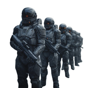 Futuristic Armored Soldiers Vinyl Car Decal Sticker – Waterproof & UV-Resistant 3.4133333333333336"