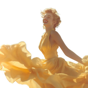 Joyful Blonde In Yellow Vinyl Car Decal Sticker – Waterproof & UV-Resistant 3.4133333333333336"