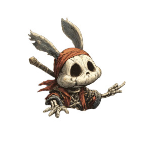Pirate Bunny Skeleton Vinyl Car Decal Sticker – Waterproof & UV-Resistant 3.4133333333333336"