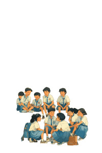 Nostalgic Schoolyard Scene Vinyl Car Decal Sticker – Waterproof & UV-Resistant 4.4