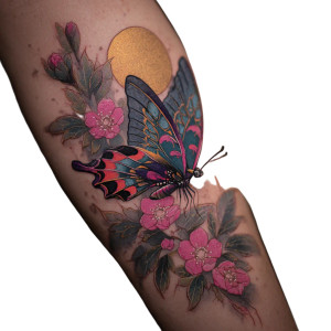 Butterfly Tattoo Art Vinyl Car Decal Sticker – Waterproof & UV-Resistant 3.4133333333333336"