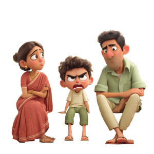 Angry Family Scene Vinyl Car Decal Sticker – Waterproof & UV-Resistant 3.4133333333333336"