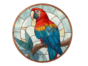 Macaw Stained Glass Vinyl Car Decal Sticker – Waterproof & UV-Resistant 6.1866666666666665" Macaw Stained Glass Vinyl Car Decal Sticker – Waterproof & UV-Resistant 6.1866666666666665"