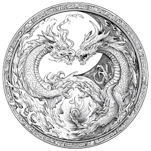 Yin Yang Dragons Vinyl Car Decal Sticker – Waterproof & UV-Resistant 3.4133333333333336"