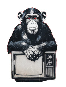 Chimp Tv Art Vinyl Car Decal Sticker – Waterproof & UV-Resistant 8.213333333333333"