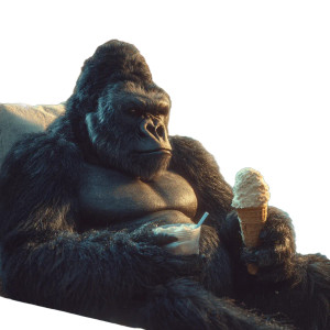 Gorilla With Ice Cream Vinyl Car Decal Sticker – Waterproof & UV-Resistant 6.826666666666667"