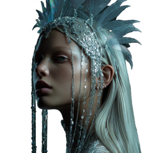 Ethereal Model Headdress Vinyl Car Decal Sticker – Waterproof & UV-Resistant 3.4133333333333336"