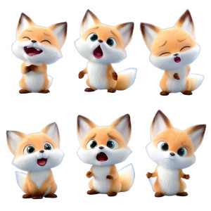 Cartoon Fox Expressions V2 Vinyl Car Decal Sticker – Waterproof & UV-Resistant 3.4133333333333336"