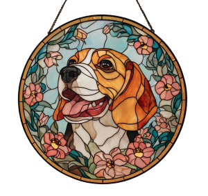 Happy Beagle Stained Glass Vinyl Car Decal Sticker – Waterproof & UV-Resistant 3.4133333333333336" Happy Beagle Stained Glass Vinyl Car Decal Sticker – Waterproof & UV-Resistant 3.4133333333333336"
