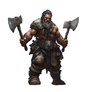 Barbarian With Hatchets Vinyl Car Decal Sticker – Waterproof & UV-Resistant 3.4133333333333336"