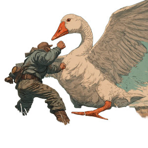 Giant Goose Fight Vinyl Car Decal Sticker – Waterproof & UV-Resistant 3.4133333333333336"