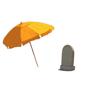 Beach Umbrella Tombstone Vinyl Car Decal Sticker – Waterproof & UV-Resistant 3.4133333333333336"