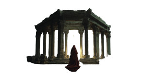 Moonlit Temple Altar Vinyl Car Decal Sticker – Waterproof & UV-Resistant 2.72"