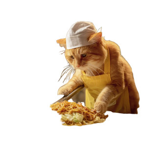 Cooking Cat Chef V3 Vinyl Car Decal Sticker – Waterproof & UV-Resistant 3.4133333333333336"