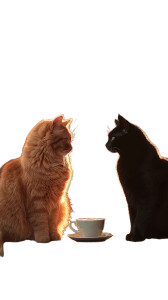Cats At Cafe Vinyl Car Decal Sticker – Waterproof & UV-Resistant 4.8533333333333335"