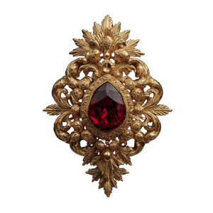 Golden Ruby Brooch Vinyl Car Decal Sticker – Waterproof & UV-Resistant 3.4133333333333336"
